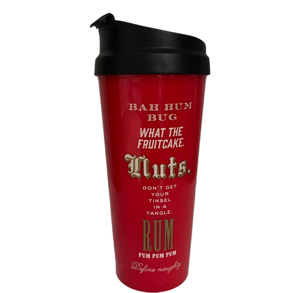 Kate Spade Travel Bah Hum Bug Tumbler Cup Holidays Christmas 16 oz NEW - Picture 1 of 5